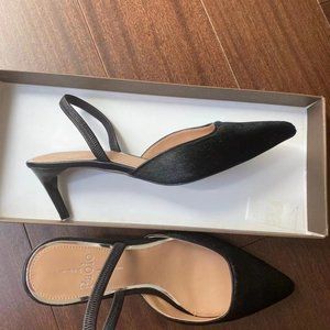 New Linea Paolo Black Slingback Calf Hair 5.5